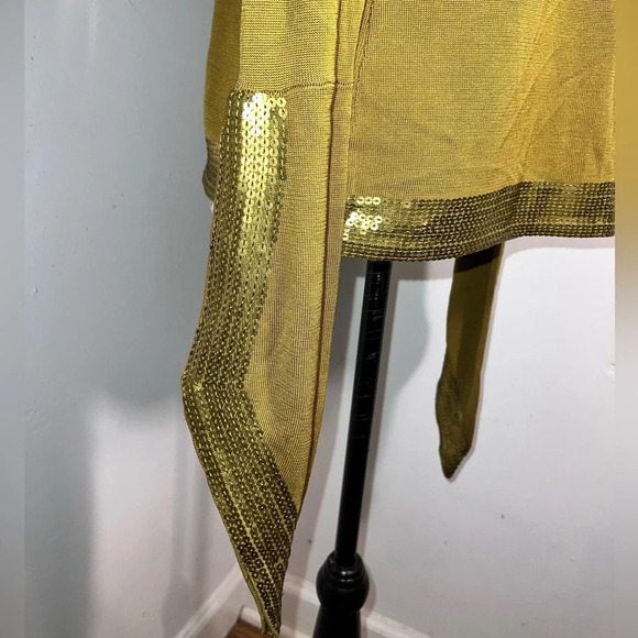 Nordstrom,M/L, 100%spun silk sequin, open asymmetric, long sleeve cardigan - Picture 7 of 9